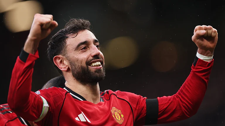 Bruno Fernandes celebrates after scoring against Tottenham - Opta