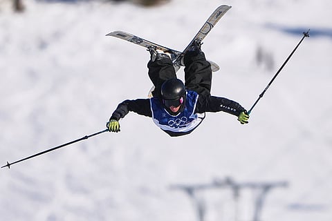 New Zealand's Lucas Ball competes during men's freestyle skiing slopestyle qualifications at the 2026 Winter Olympics, in Livigno, Italy.