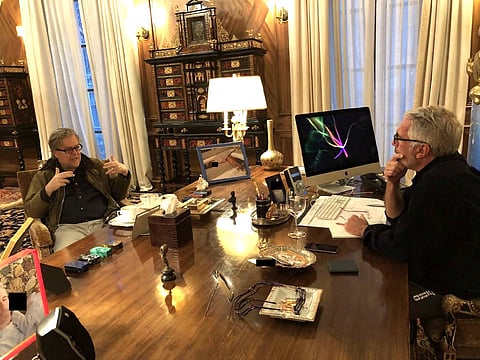 STEVE BANNON meeting with JEFFREY EPSTEIN. Democrats released a second batch of images from the late convicted sex offender Epstein's estate.