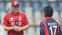 ICC T20 World Cup 2026: 'Not Many Teams Take Adil Rashid Like They Did', English Skipper Harry Brook Hails Nepal (AP Photo/Rafiq Maqbool) : England's captain Harry Brook and Nepal's captain Rohit Paudel talk during the toss at the start of the T20 World Cup cricket match between England and Nepal in Mumbai, India, Sunday, Feb. 8, 2026