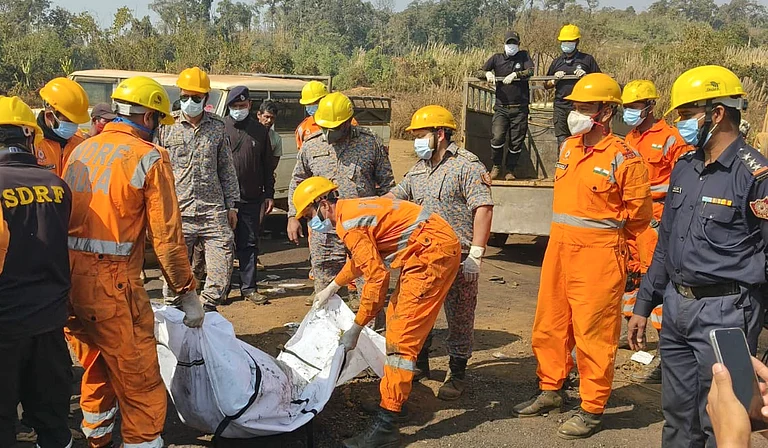 Search and rescue operation underway after an explosion at an illegal coal mine, at Thangsku area in East Jaintia Hills district, Meghalaya, Saturday, Feb. 7, 2026. - PTI