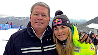 (AP Photo/Andrew Dampf, File) : United States' Lindsey Vonn, right, poses for photographs with her father Alan Kildow at the end of an alpine ski, women's World Cup downhill race, in Cortina d'Ampezzo, Italy, Friday, Jan. 16, 2015. 