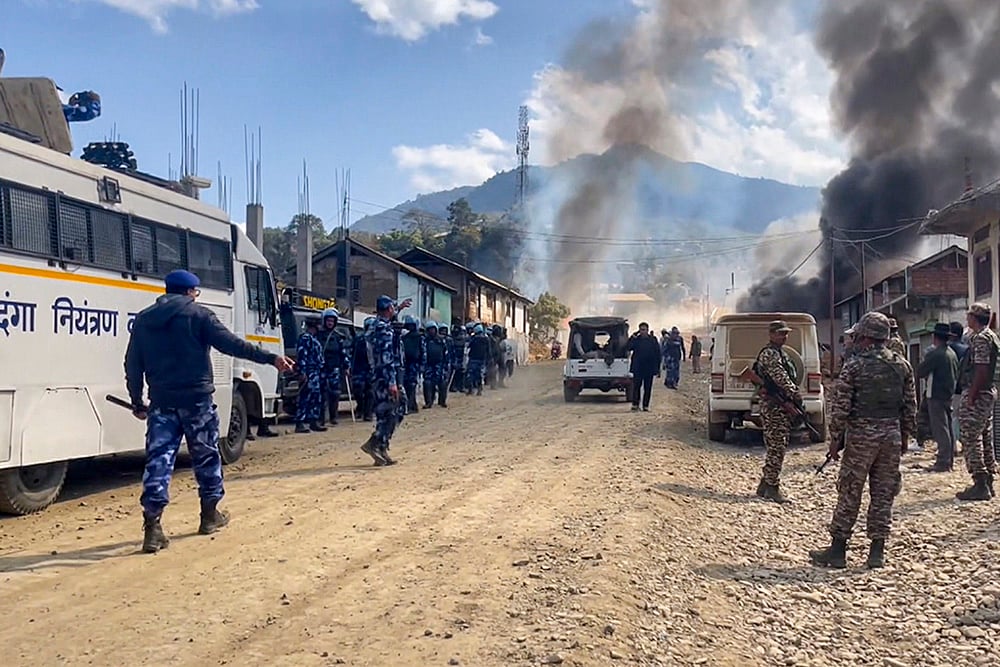 Security personnel deployed after suspected militants torch houses in Manipur