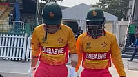 Photo: X/ZimCricketv : Zimbabwe openers Brian Bennett and Tadiwanashe Marumani in action at the T20 World Cup.