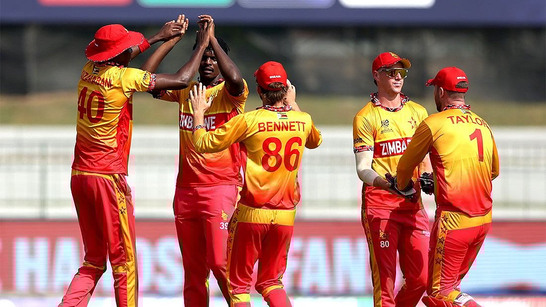 Zimbabwe beat Oman by 8 wickets in the match 10 of the ICC T20 World Cup on February 9, 2026. - X/Zimbabwe Cricket
