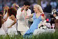 NFL Super Bowl 2026 Halftime Show: Bad Bunny Headlines Event With Lady Gaga, Ricky Martin And Others | Photo: AP/Lynne Sladky : Bad Bunny and Lady Gaga perform during halftime of the NFL Super Bowl 60 football game between the New England Patriots and the Seattle Seahawks in Santa Clara, California.