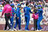 | Photo: AP/Mahesh Kumar A. : Afghanistan's Mohammad Nabi celebrates with teammates the wicket of New Zealand's Tim Seifert during the T20 World Cup cricket match between Afghanistan and New Zealand in Chennai, India, Sunday, Feb. 8, 2026. 