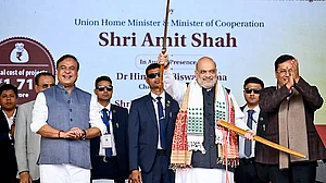 Source: IMAGO / ANI News : Union Home Minister Amit Shah, Assam Chief Minister Himanta Biswa Sarma and Union Minister Sarbananda Sonowal during a public rally after laying foundation stone for many development projects Dibrugarh, Jan 30.