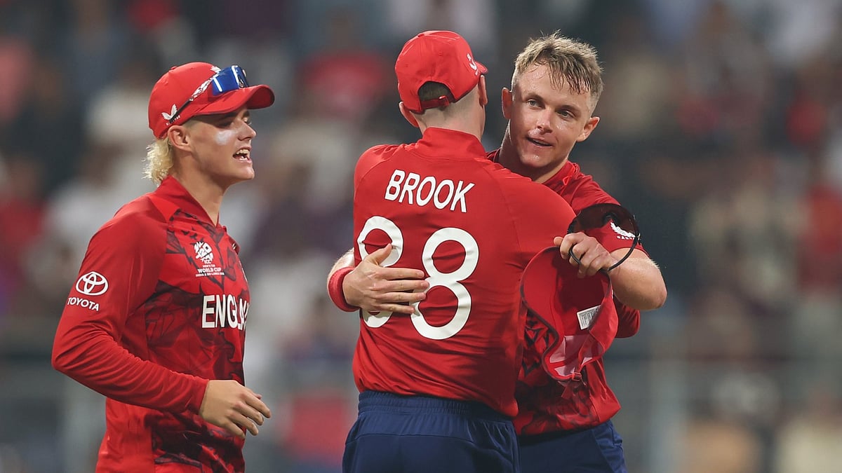 England cricketers celebrating victory against Nepal in ICC T20 World Cup 2026 Group C clash.  - T20WorldCup/X