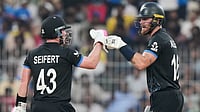 New Zealand Vs UAE, ICC T20 World Cup 2026: Tim Seifert And Finn Allen Seal Record 10-Wicket Win For Kiwis (AP Photo/Mahesh Kumar A.) : New Zealand's Finn Allen, right and Tim Seifert greets each other during the T20 World Cup cricket match between New Zealand and United Arab Emirates in Chennai, India, Tuesday, Feb. 10, 2026