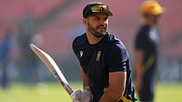 AP/Ajit Solanki : SA skipper Aiden Markram in training.