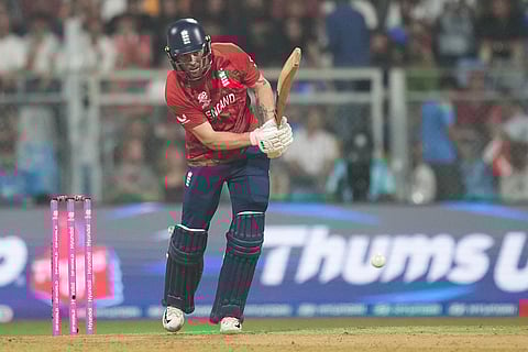 England's Phil Salt bats during the T20 World Cup cricket match between England and West Indies in Mumbai, India.