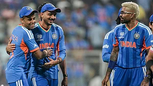 PTI : India's captain Suryakumar Yadav celebrates with teammates after their victory in the ICC T20 World Cup 2026 match against USA, at the Wankhede Stadium in Mumbai.