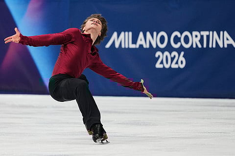 Deniss Vasiljevs of Latvia competes during the men's figure skating short program at the 2026 Winter Olympics, in Milan, Italy.