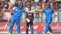 ICC T20 World Cup 2026: Italian Brothers Justin, Anthony Mosca Script History Against Nepal - Check Other Famous Duos | Photo: AP/Rafiq Maqbool : Italy's Justin Mosca, left, Anthony Mosca, right, encourage each other as they bat during the T20 World Cup cricket match between Italy and Nepal in Mumbai, India.