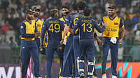 | Photo: AP/Eranga Jayawardena : Sri Lanka's players celebrate after won the match during the T20 World Cup cricket match between Sri Lanka and Ireland in Colombo, Sri Lanka, Sunday, Feb. 8, 2026.
