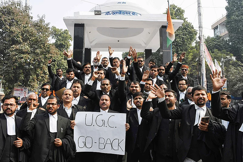 Advocates of Allahabad High Court stage a protest against UGC