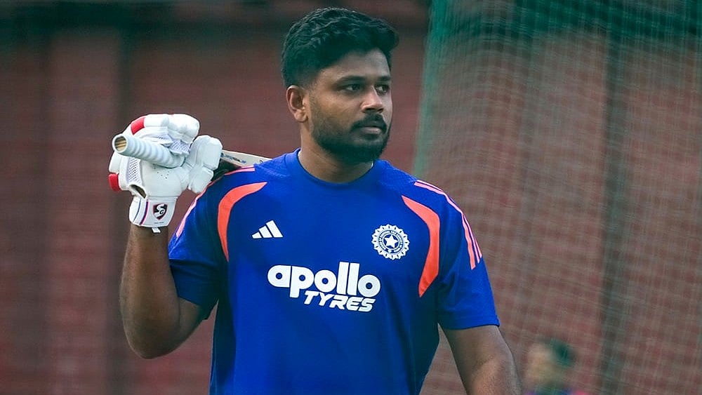India's Sanju Samson during a practice session ahead of an ICC Men's T20 World Cup 2026 cricket match between India and Namibia, at the Arun Jaitley Stadium, in New Delhi. - | Photo: PTI/Salman Ali