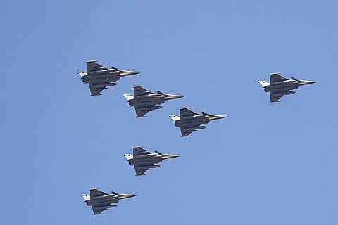 In this Monday, Jan. 26, 2026 file photo, Indian Air Force’s (IAF) Rafale aircrafts perform a flypast during the 77th Republic Day Parade, in New Delhi. The defence ministry cleared a long-pending proposal to procure 114 Rafale fighter jets under a government-to-government framework from France, nearly 13 years after a similar acquisition was almost firmed up.