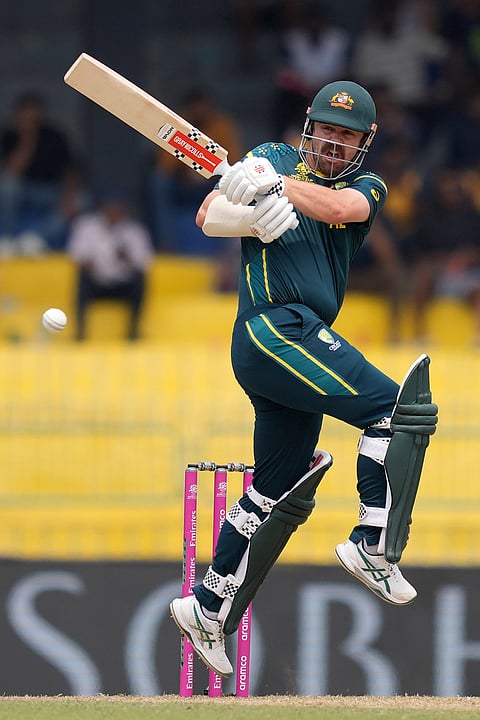 Australia's captain Travis Head plays a shot during the T20 World Cup cricket match between Australia and Zimbabwe in Colombo, Sri Lanka.