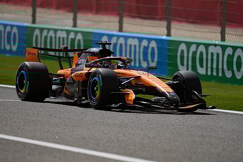 McLaren driver Oscar Piastri of Australia steers his car during a Formula One pre-season test at the Bahrain International Circuit in Sakhir, Bahrain.