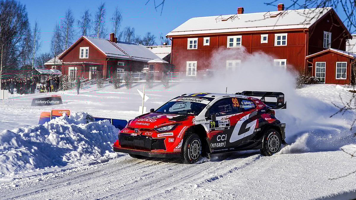 Oliver Solberg & Elliott Edmondson on Rally Sweden's shakedown stage. - @World / Red Bull Content Pool