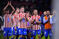 Atletico Madrid 4-0 FC Barcelona: Atleti Thump La Liga Leaders At Metropolitano | Photo: AP/Manu Fernandez : Atletico Madrid's team players celebrate after the Copa del Rey semifinal first leg soccer match between Atletico Madrid and Barcelona in Madrid, Spain.