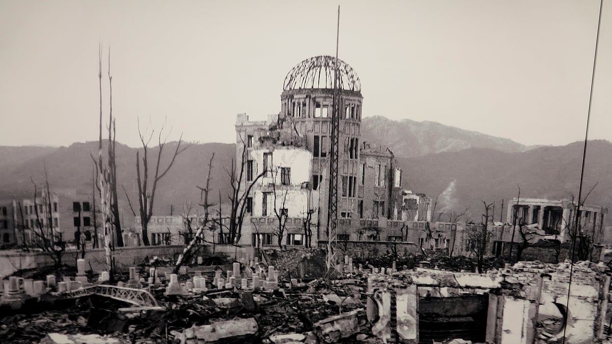 Panorama of Atomic Bomb Destruction Hiroshima Memorial Peace Museum Japan Asia Genbaku Dome. Created 07.28.24  - null