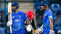 X/Star Sports : Aryansh Sharma and Shoaib Khan put on a 84-run stand for the 5th wicket to win it for UAE against CAN at the Arun Jaitley Stadium in Delhi.