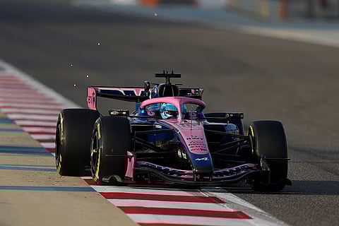 Alpine driver Pierre Gasly of France steers his car during a Formula One pre-season test at the Bahrain International Circuit in Sakhir, Bahrain.
