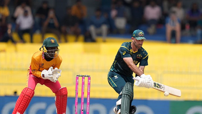 Australia's Glenn Maxwell plays a shot during the ICC T20 World Cup 2026 Group B cricket match between Australia and Zimbabwe in Colombo. - AP Photo