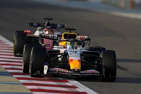 Racing Bulls driver Arvind Lindbald of Britain steers his car during a Formula One pre-season test at the Bahrain International Circuit in Sakhir, Bahrain.