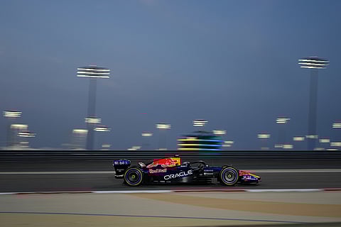 Red Bull driver Max Verstappen of the Netherlands steers his car during a Formula One pre-season test at the Bahrain International Circuit in Sakhir, Bahrain.