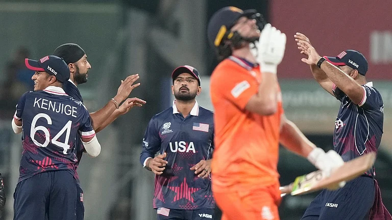 The USA beat the Netherlands by 93 runs in match 21 of the ICC T20 World Cup at the MA Chidambaram Stadium in Chennai on February 13, 2026. - AP Photo/Mahesh Kumar A