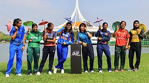 ACCMedia1/X : Team captains ahead of the ACC Rising Stars Women's Asia Cup 2026 with the trophy.