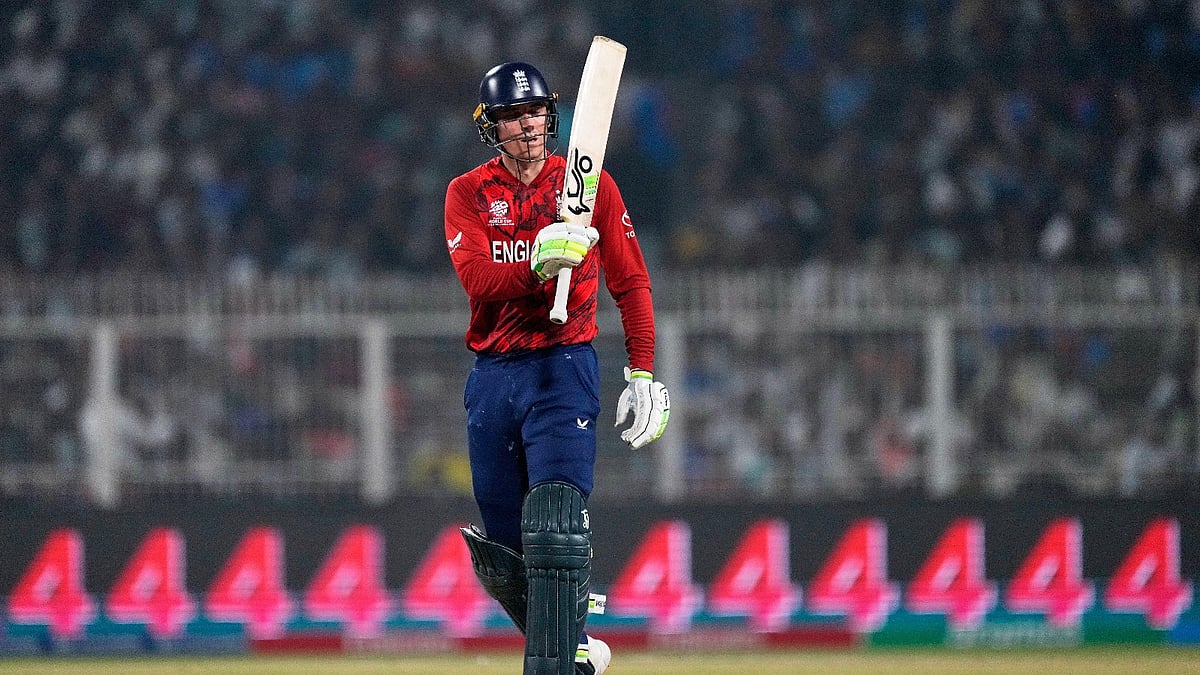 England's Tom Banton celebrates his fifty runs during the ICC T20 World Cup Group C cricket match between England and Scotland in Kolkata. - AP Photo