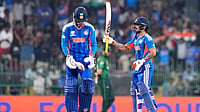 | Photo: AP/Eranga Jayawardena : India's Ishan Kishan, right, celebrates his fifty runs as batting partner Tilak Varma looks on during the T20 World Cup cricket match between India and Pakistan in Colombo, Sri Lanka.