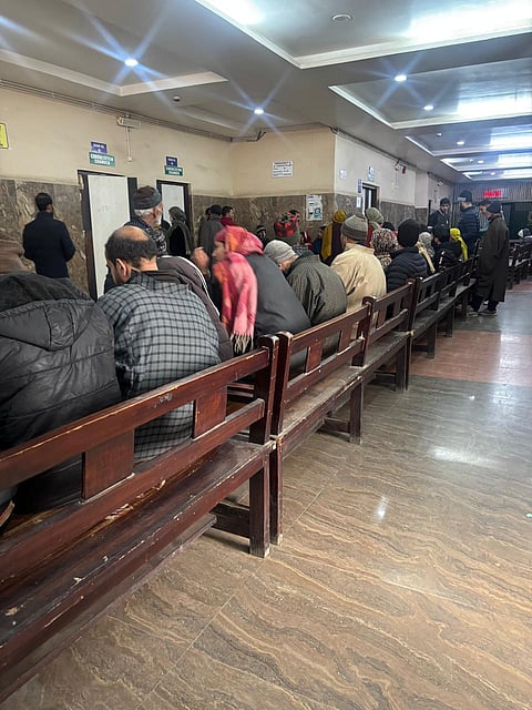 The waiting area at Institute of Mental Health and Neurosciences, Srinagar, where each person carries a story and a hidden weight.