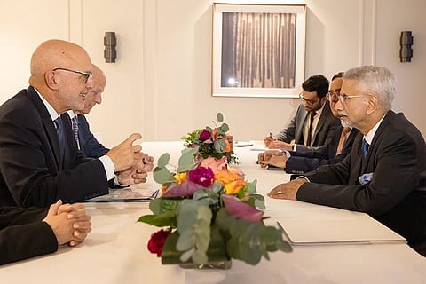 External Affairs Minister S. Jaishankar with CEO of American Jewish Committee (JC) Ted Deutch during a meeting on the sidelines of the 62nd Munich Security Conference, in Munich, Germany. 