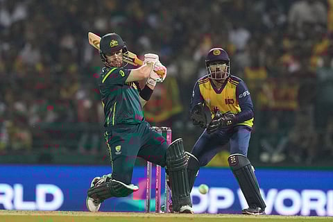 Australia's Josh Inglis plays a shot during the T20 World Cup cricket match between Sri Lanka and Australia in Pallekele, Sri Lanka.
