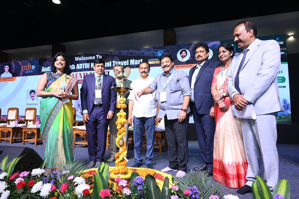 Ceremonial lamp lighting at the inauguration of the Andhra Pradesh Travel Mart - null