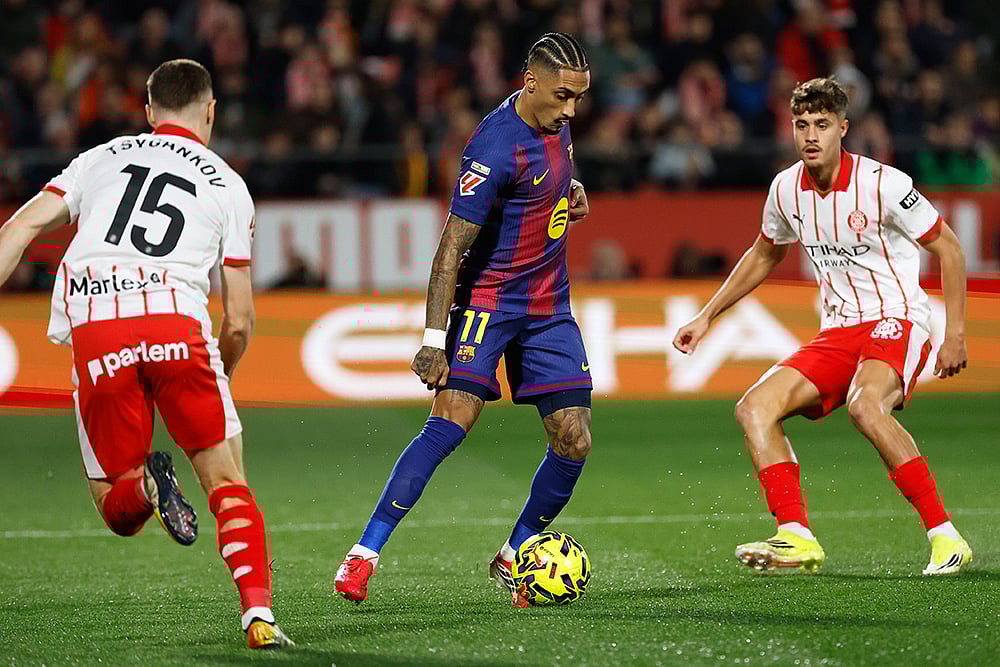 Girona Vs Barcelona spain soccer La Liga 2025-26 match-Raphinha 