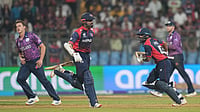 Nepal Vs Scotland, T20 World Cup 2026: 12-Year Wait Ends For Rhinos With Seven-Wicket Win (AP Photo/Rafiq Maqbool) : Nepal's Dipendra Singh Airee with batting partner Gulshan Jha run between the wickets to score during the T20 World Cup cricket match between Nepal and Scotland in Mumbai, India, Tuesday, Feb. 17, 2026