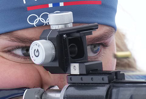 Norway's Juni Arnekleiv participates in a biathlon training session at the 2026 Winter Olympics in Anterselva, Italy.