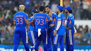 lonsaikia/X : India celebrating a wicket during ICC T20 World Cup 2026 Group A clash against Pakistan.