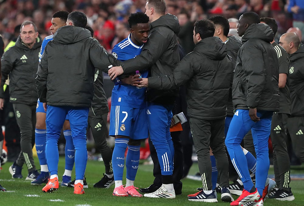 Benfica Vs Real Madrid UEFA Champions League Playoff-Real Madrids Vinícius Júnior