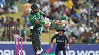 Photo: AP/Eranga Jayawardena : Pakistan's Sahibzada Farhan plays a shot during the T20 World Cup cricket match between Namibia and Pakistan in Colombo, Sri Lanka.
