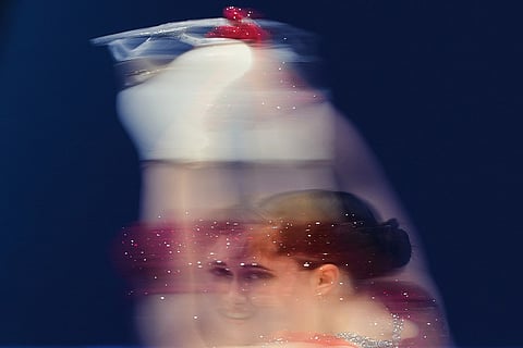 Isabeau Levito of the United States competes during the women's short program figure skating at the 2026 Winter Olympics, in Milan, Italy.