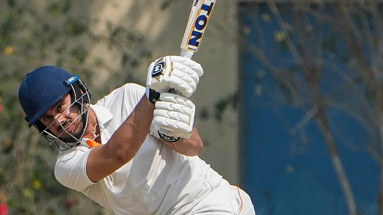 Abdul Samad in action against Bengal For Jammu and Kashmir in Ranji Trophy 2025-26 Semi-Final at Kalyani - PTI Photo