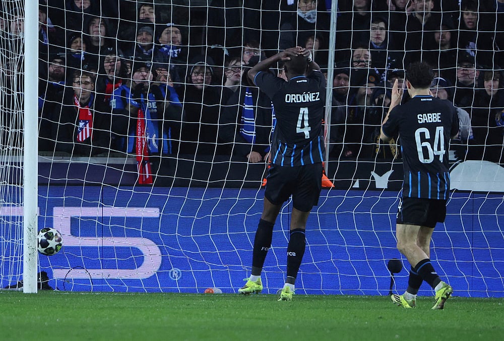 Club Brugge vs Atletico Madrid Champions League play-off soccer-Joel Ordonez